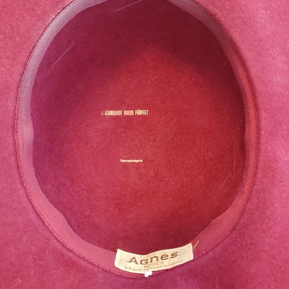 Burgundy boater hat for winter - Picture 2 of 3